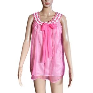 Vintage ~ USA ~ Medium ~ Bubblegum Pink ~ Babydoll Nightgown Lingerie Dress